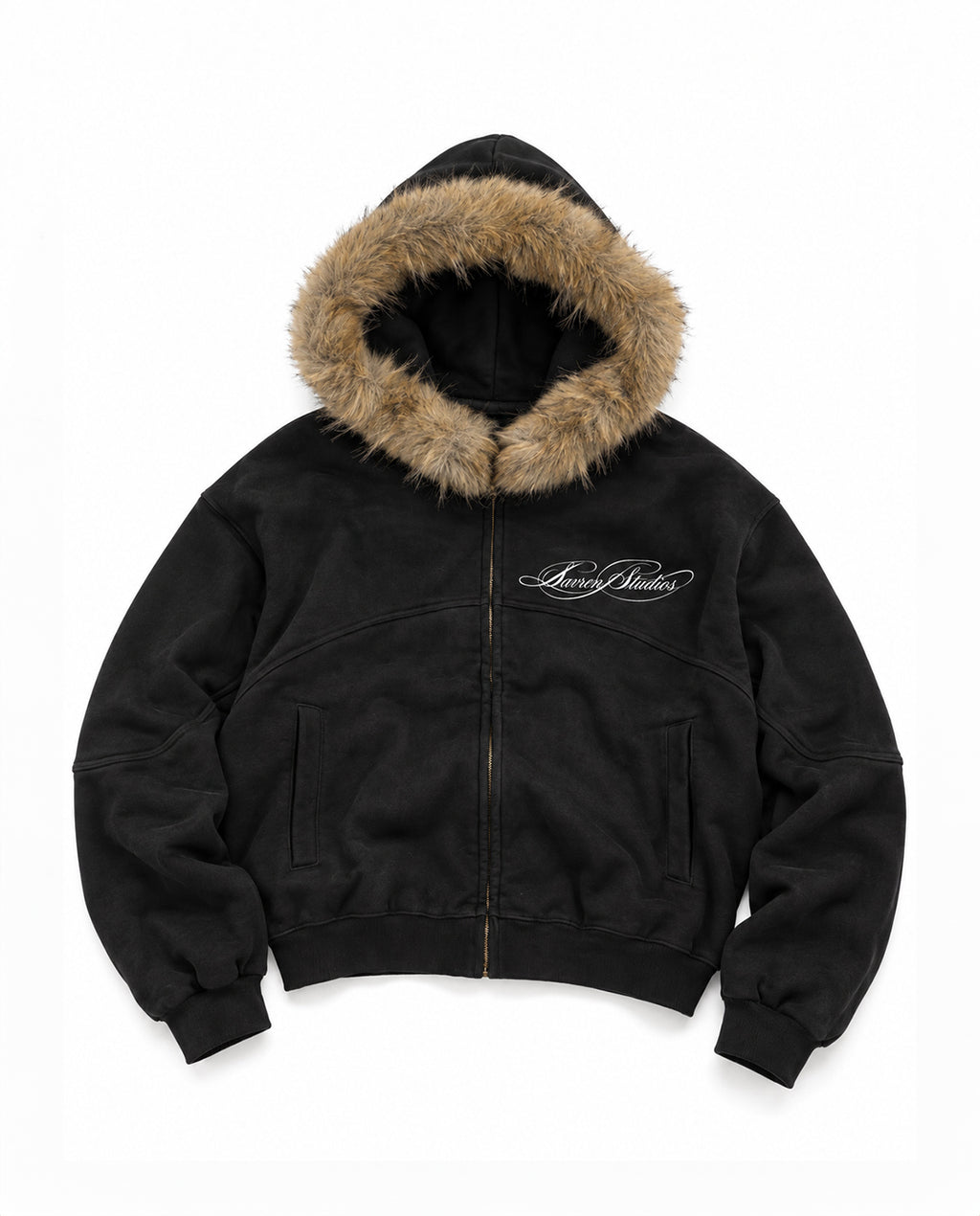 SAVREN STUDIOS® FUR-LINED ZIP-UP HOODIE