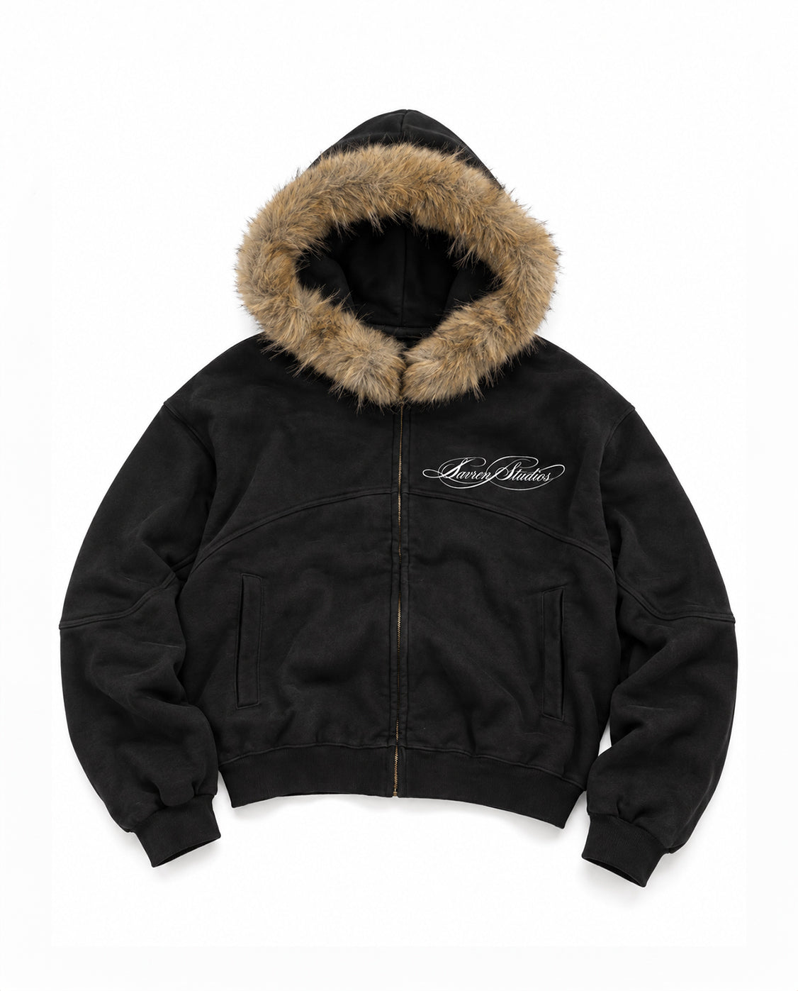 SAVREN STUDIOS® FUR-LINED ZIP-UP HOODIE